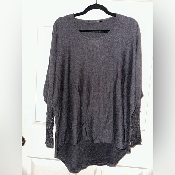 Stella carakasi women’s dark grey sequin sleeve sweater XS cotton wool cashmere - Picture 1 of 9